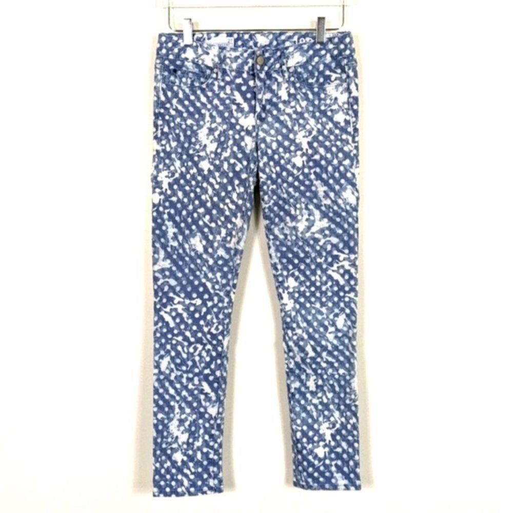 Gap Always Skinny Patterned Ankle Jeans 27 Bleached Look Blue and White